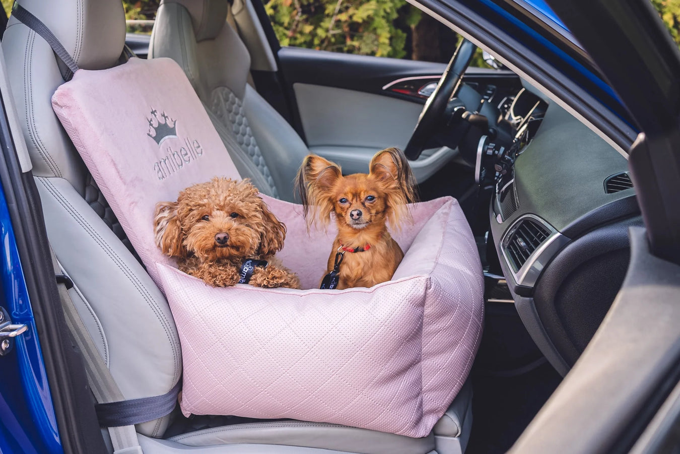 bella rose - eco lederen autostoel voor honden