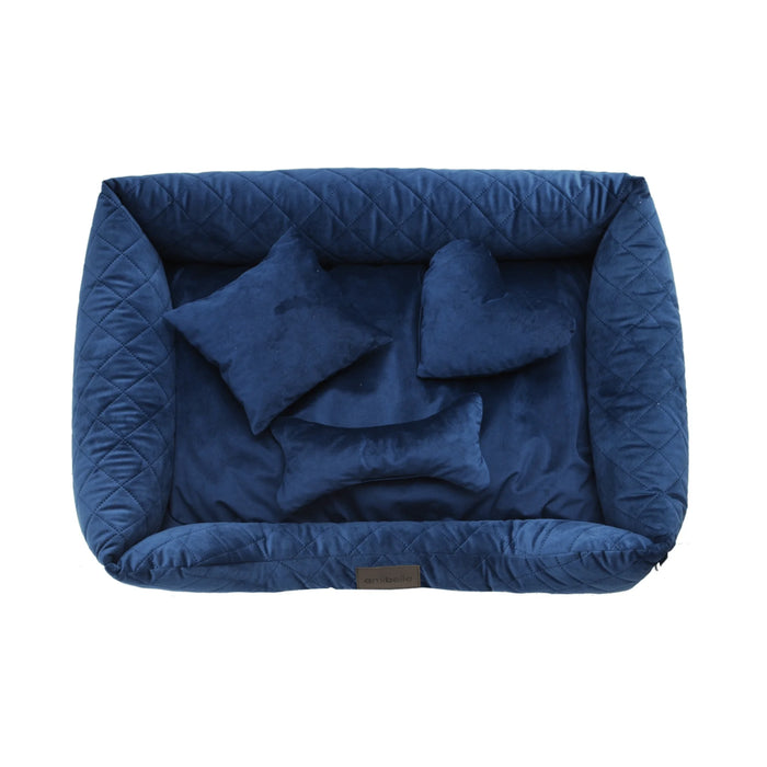 Fluwelen hondenmand - Marineblauw