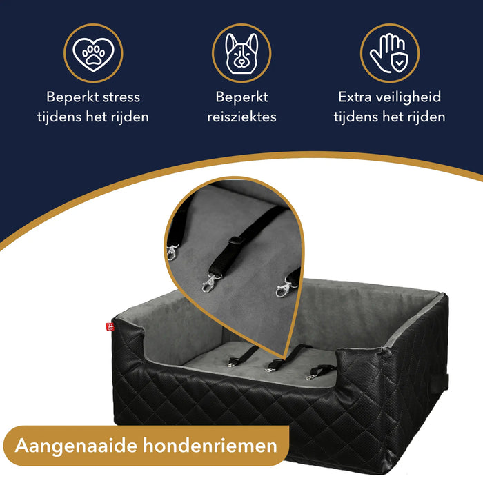 Outlet | Mia Lux Black - Autostoel voor honden - XL