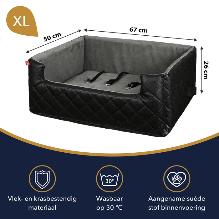 Outlet | Mia Lux Black - Autostoel voor honden - XL