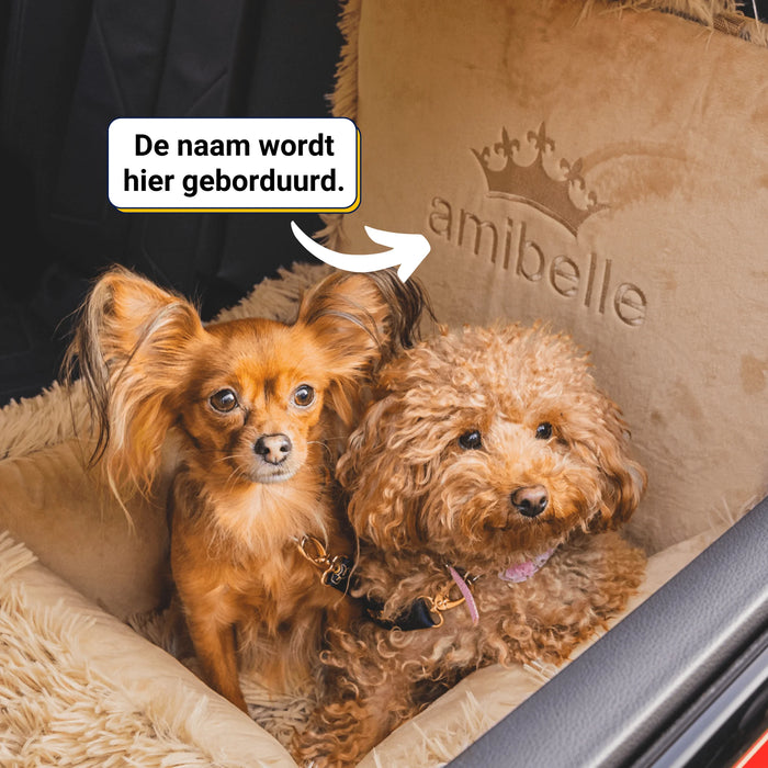 Autostoeltje met geborduurde naam