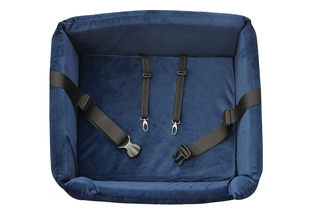 Velvet Blue - Dog car seat - Orthopedic